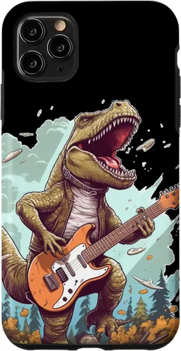 Vista 13 de Funda para iPhone 16 Cool Tyrannosaurus Rex con bajo para amantes de los dinosaurios