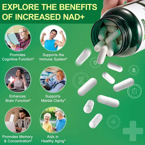 Vista 4 de TKTALKER Suplemento NAD de 2000 mg – 120 cápsulas True NAD & Resveratrol, NMN alternativo liposomal NAD+ para mujeres y hombres, apoya la salud