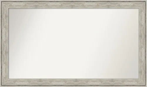 Vista 182 de Amanti Art Espejo de baño plateado para sobre el fregadero, 28 x 37 pulgadas, elegante espejo rectangular de peltre cepillado, marco de madera