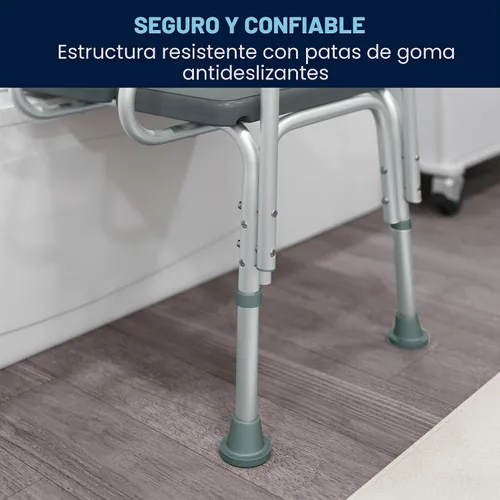 Vista 8 de Flash Furniture HERCULES Series - Banco de transferencia de baño y ducha gris ajustable con capacidad de 300 libras con respaldo y brazo lateral