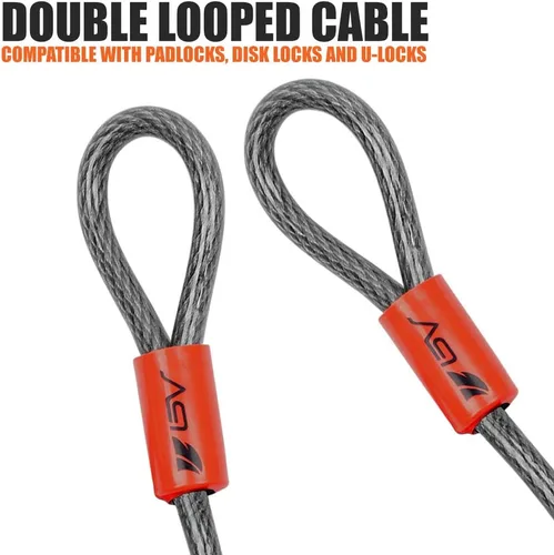 Vista 5 de BV Cable de seguridad resistente de 15 pies con bucles, cable de acero trenzado resistente a los cortes, versátil y resistente a la intemperie, Par