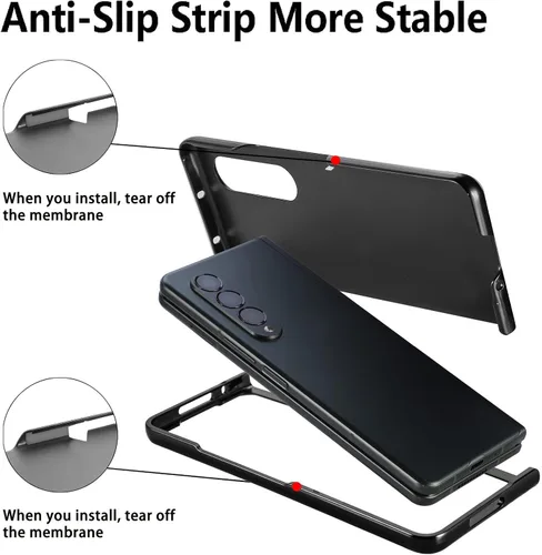 Vista 5 de Funda para Galaxy Z Fold 4, lujo a prueba de golpes Premium PU+PC, ligera, delgada, protectora resistente a los arañazos con soporte para S Pen