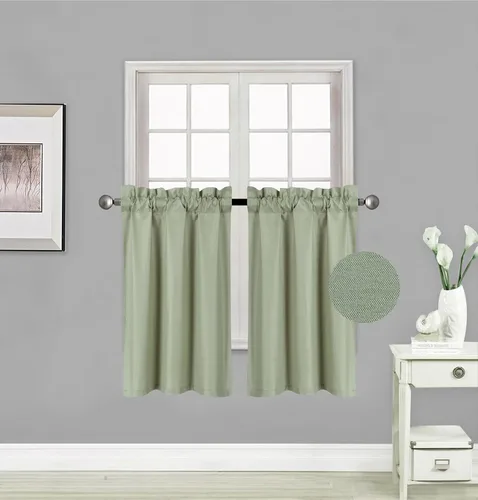 Vista 9 de Elegant Home - Cortina de 2 paneles para ventanas, aislante, panel corto, 28 pulgadas de ancho x 36 pulgadas de largo, cada una para cocina, baño