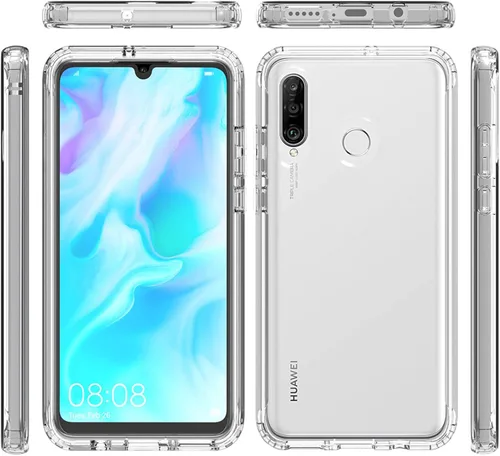 Vista 3 de Asuwish Funda de teléfono para Huawei P30 Lite/Nova 4E transparente TPU funda celular no amarillenta delgada, híbrida a prueba de golpes