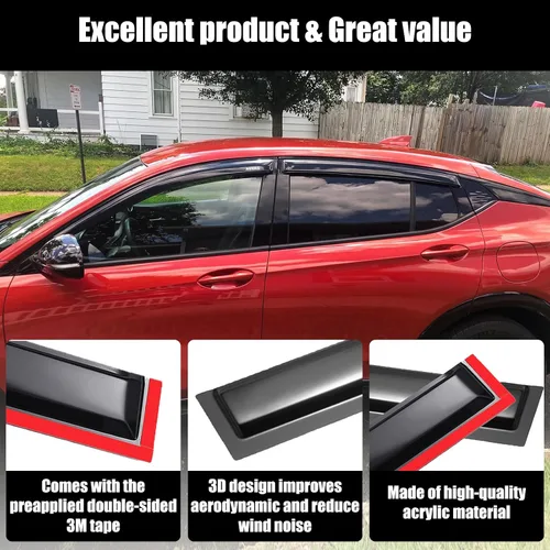 Vista 5 de AUXKO Protectores de lluvia para BMW X3 2018-2024 2025, 4 piezas de accesorios para viseras de ventilación de ventana, protector de lluvia con cinta