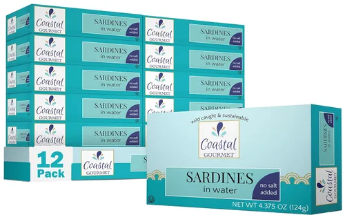 Vista 5 de Coastal Gourmet Sardinas en agua 4.375 onzas (paquete de 12) (el embalaje puede variar)