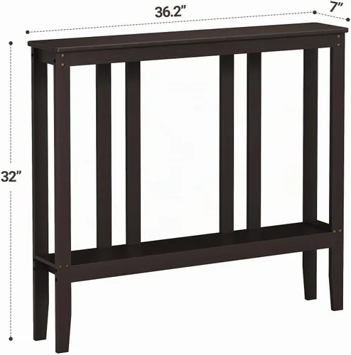 Vista 3 de ELYKEN - Mesas consola para entrada, mesa de pasillo de 2 niveles de 36.2" de largo detrás del sofá, mesa de sofá estrecha de 7" para entrada, Marrón