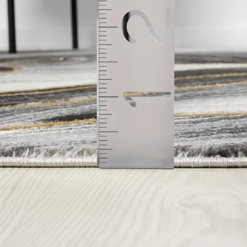 Vista 9 de Abani Luna Collection - Alfombra moderna de mármol amarillo, 4 x 6 pies, para sala de estar, dormitorio y oficina Negro