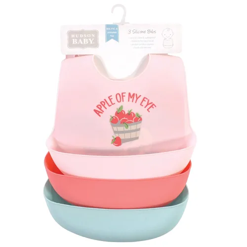 Vista 2 de Hudson Baby Baberos de silicona unisex para bebé, Apple Of My Eye, talla única