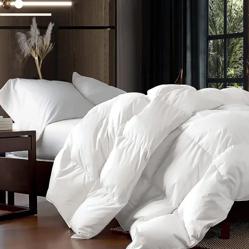 Vista 10 de Lujo Edredón nórdico de fibra de plumón de ganso y pluma de ave acuática de tamaño California King extragrande 108" x 98", 100% funda de algodón