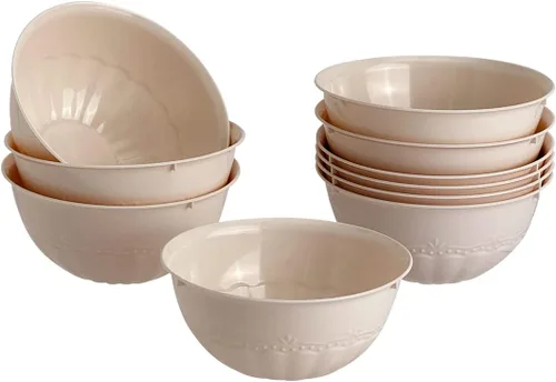 Vista 13 de SILVER SPOONS Platos de postre de plástico en relieve vintage para fiestas, 10 piezas, juego de vajilla desechable resistente, 6 pulgadas, platos