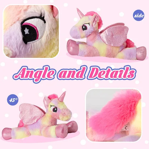 Vista 3 de Glow Guards Peluche musical de unicornio arcoíris de 18 pulgadas, juguete de peluche de unicornio con lentejuelas con purpurina, día del niño