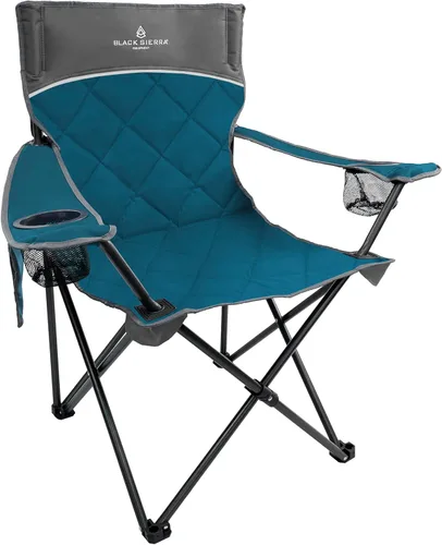 Vista 13 de Black Sierra - Silla de camping acolchada acolchada, asiento de descanso de gran tamaño resistente para exteriores soporta 300 libras, portátil