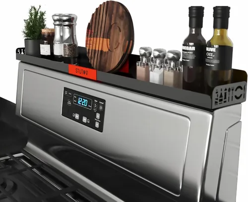 Vista 14 de STUTOV Estante superior magnético para estufa de 30 pulgadas, estante de especias negro y organizador de condimentos, estante de cocina magnético