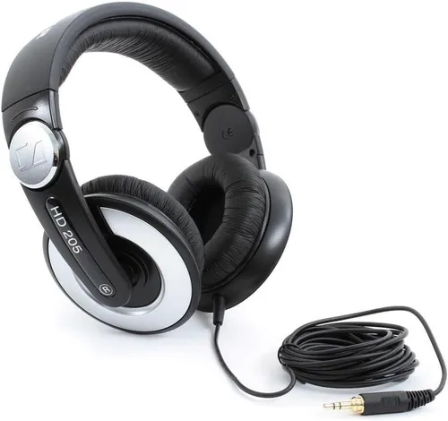 Vista 3 de Sennheiser, HD 205-II, audífonos Studio Grade de DJ (negro/gris)