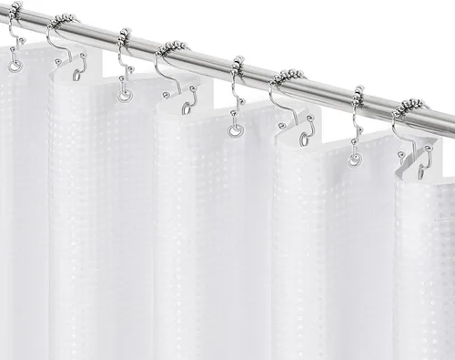 Vista 58 de Gibelle Cortina de Ducha Pequeña para Cabina 36 x 72 pulgadas, Cortina de Ducha de Tela Texturizada de Tejido Gofre Medio Estrecho para Baño, Beige