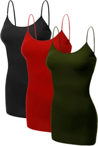 Vista 267 de Emmalise Camisola larga casual básica para mujer, con tirantes ajustables, top en capas