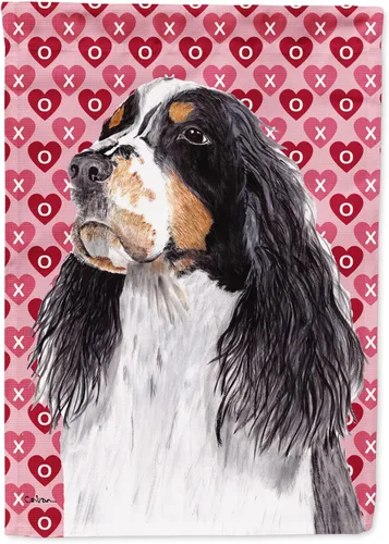 Vista 99 de Caroline's Treasures SS4484GF Bandera de jardín con diseño de bulldog inglés y corazones para el Día de San Valentín, bandera decorativa para patio