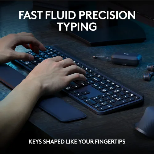 Vista 3 de Logitech MX Keys S Combo - Teclado y ratón inalámbrico de alto rendimiento con reposa muñeca, iluminación personalizable, desplazamiento rápido