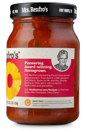 Vista 5 de Mrs. Renfro's Salsa de piña, tarros de 16 onzas (paquete de 4) – Salsa gourmet dulce y picante sin gluten con piña, tomates y pimientos – Salsa