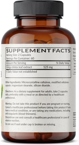 Vista 2 de Futurebiotics Ginkgo Biloba Extra Strength Apoya la función cerebral y soporte de memoria, 120 cápsulas vegetarianas