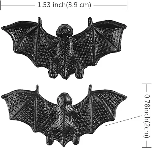 Vista 2 de SaktopDeco 40 piezas de murciélagos negros para decoración de Halloween, mini murciélagos de plástico 3D, murciélagos artificiales de plástico