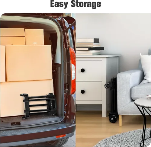 Vista 6 de KEDSUM Carrito de equipaje plegable para viajes y aeropuerto, carretilla de mano plegable de 290 libras con placa base expandible, carrito portátil