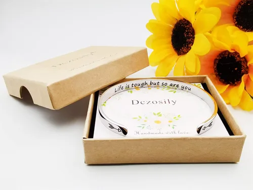 Vista 235 de Pulseras inspiradoras para mujer, joyería de acero inoxidable, con refranes, pulsera motivacional con mensaje oculto, pulseras grabadas para mejor