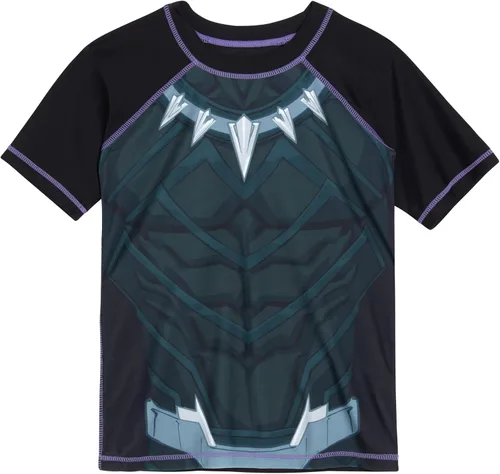 Vista 3 de Marvel Boys Rash Guard Set - UPF 50 Avengers Short Sleeve Boys Swim Shirt and Swim Trunks (Sizes 2T-12)