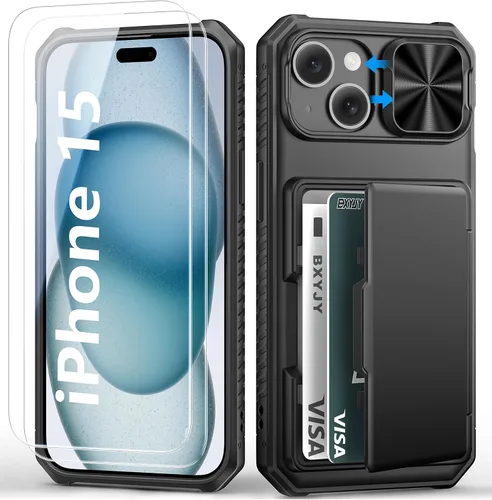Vista 37 de BXYJY Funda tipo cartera para iPhone 15 Pro, tarjetero (4-5 tarjetas)
