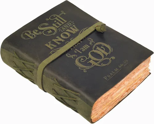 Vista 17 de LEATHER VILLAGE Diario de cuero vintage con Salmo 46:10, versículo de la Biblia en relieve, diario de oración cristiana para mujeres y hombres, 200