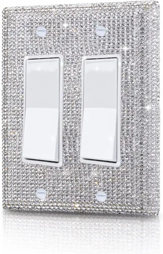 Vista 14 de Diamantes de imitación rosa brillante, placa decorativa para interruptor de luz de palanca simple, placa de cubierta decorativa, cubierta
