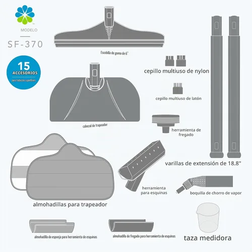 Vista 3 de Steamfast SF-370WH limpiador a vapor multiuso