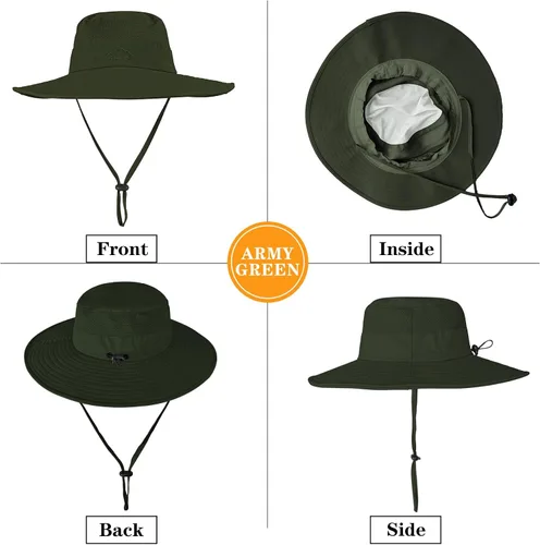 Vista 2 de ZOORON Sombreros de sol para hombres y mujeres UPF 50+, sombrero de pescador, protección UV, sombrero Boonie para pesca, senderismo, jardín, safari