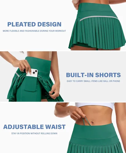 Vista 4 de JoyGirl Womens Pleated Tennis Skirt with Shorts High Waisted Golf Skort Mini Skirt Workout Skirt Athletic Skorts with Pockets