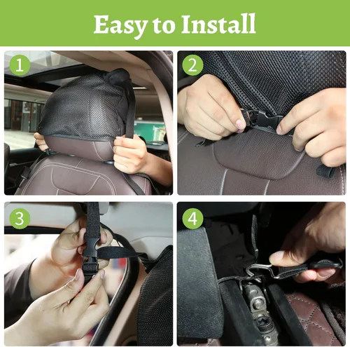 Vista 6 de Barrera de red para automóvil para SUV, barrera para mascotas con cuerda ajustable y bolsa de almacenamiento, barrera de valla para perros