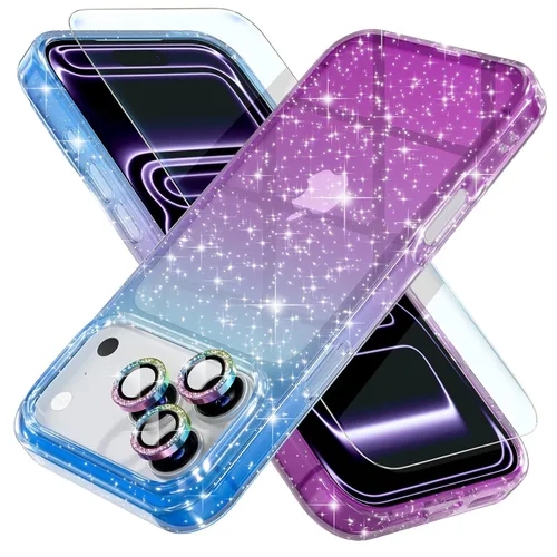 Vista 19 de Choiche, funda para iPhone 14 de mujer, brillante, protección de grado militar, 2 cubiertas de lentes de cámara Diamond, 2 protectores de vidrio