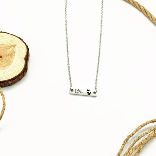 Vista 7 de Collar personalizado de barra para niña, joyería de zorro, regalo de Navidad para hija, regalo de cumpleaños, collar de zorro, regalo personalizado