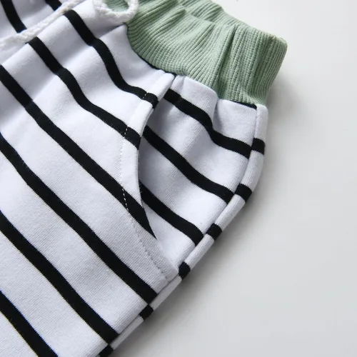 Vista 7 de Conjunto de sudadera con capucha de manga larga a rayas para bebés y niños pequeños
