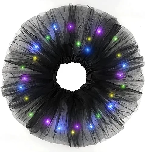 Vista 24 de Faldas de tutú LED para mujer, falda de tul con capas para baile de ballet, faldas iluminadas para disfraz de fiesta