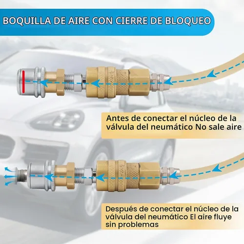 Vista 3 de Mandril de aire, mandril de aire de latón de flujo cerrado de 1/4 FNPT, portabrocas de aire de bloqueo de conexión rápida para accesorios