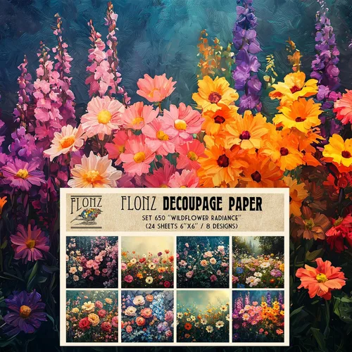 Vista 7 de Paquete de papel Decoupage (24 hojas de 6 x 6 pulgadas), flores índigo: delicados grabados florales azules y blancos inspirados en porcelana clásica