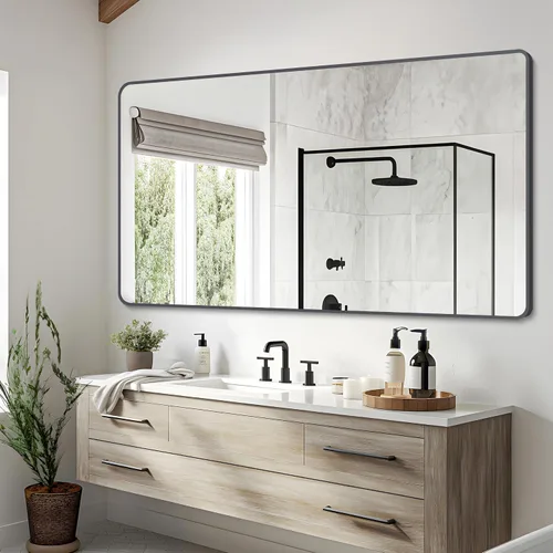Vista 19 de DESBING 16"x20" Bathroom Mirror for Over Sink, Black Framed Wall Mirror Negro