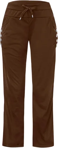 Vista 4 de Women's Solid Sweatpants Button Down Multi-Pockets Track Pants Pleated Vintage Trending Pant Wide Legs Teen Pants