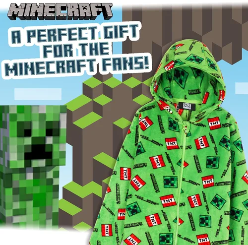 Vista 4 de Minecraft Pyjama For Boys, Kids Pyjamas All in One, Super Soft Hooded Pyjamas, Gifts For Gamers Boys Girls