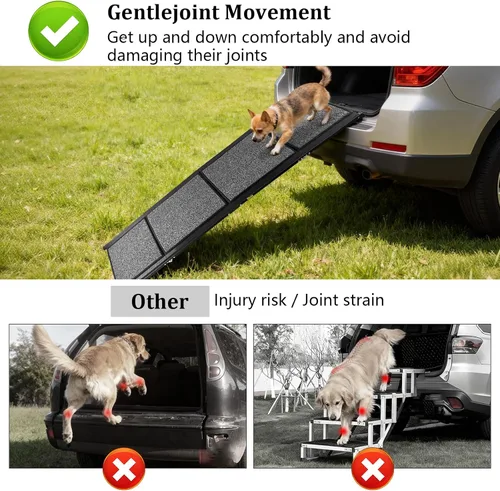 Vista 6 de Rampa para perros de 71 x 20 pulgadas para automóvil, rampas portátiles para perros grandes con superficie antideslizante para perros, rampa