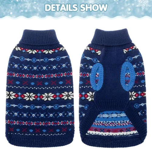 Vista 4 de BINGPET Suéter para Perro - Ropa Navideña de Invierno Cálida para Perros - Suéter de Cuello de Tortuga para Perros Pequeños, Medianos y Grandes