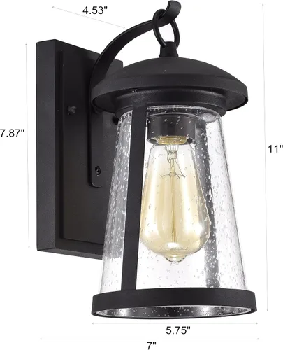 Vista 12 de Chloe Lighting Freya - Aplique de pared transitorio para exteriores, 1 luz, texturizado, negro, 11 pulgadas de altura