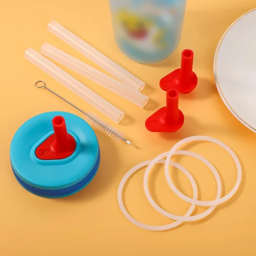 Vista 6 de 3 popotes de repuesto con válvula de mordida para Zak Designs Kelso Kids de 15 onzas, accesorios reutilizables sin BPA con cepillo Zak Designs, 3