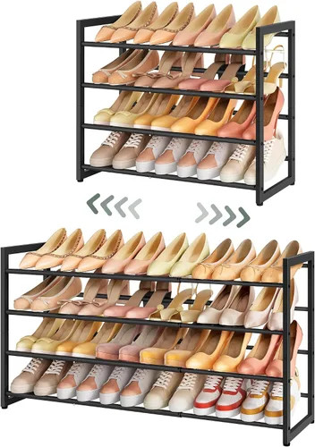 Vista 11 de FAVOOSTY Zapatero Expandible de 2 Niveles, Estante Ajustable para Zapatos Organizador de Almacenamiento que Ahorra Espacio de Metal Independiente